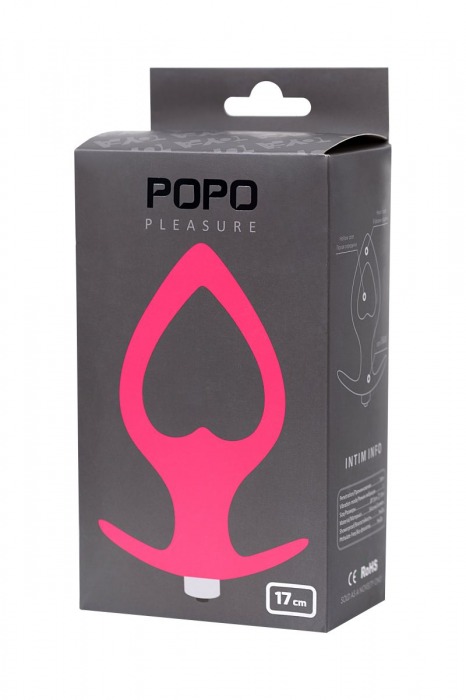 Розовая анальная вибровтулка в форме сердца - 17 см. - POPO Pleasure