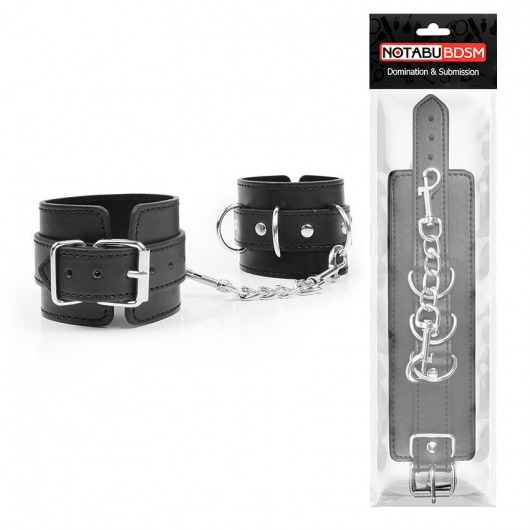 Черные наручники с металлическими застежками и цепочкой - Bior toys - купить с доставкой в Нижнем Новгороде