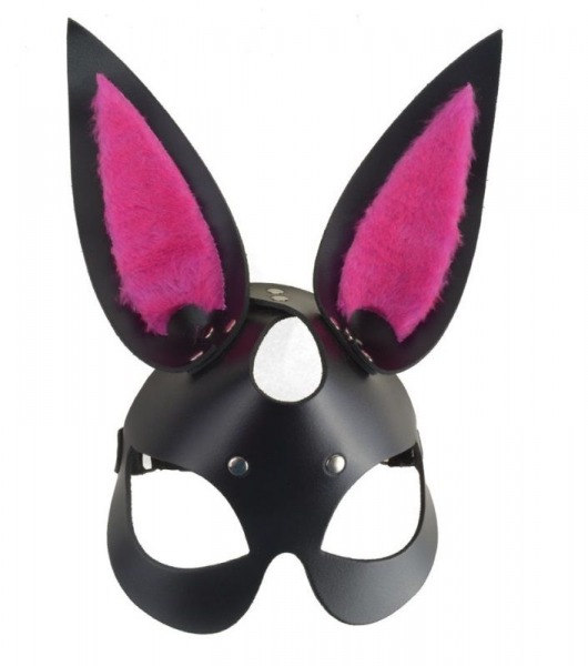 Черная маска  Зайка  с розовыми меховыми вставками - Sitabella - купить с доставкой в Нижнем Новгороде