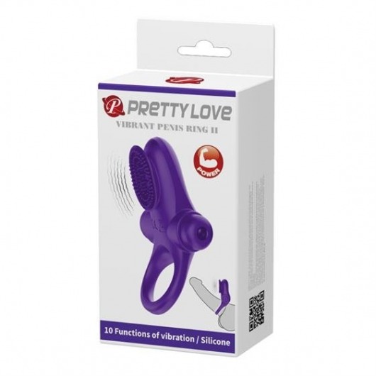 Фиолетовое эрекционное виброкольцо в клиторальной щеточкой Vibrant Penis Ring II - Baile - в Нижнем Новгороде купить с доставкой