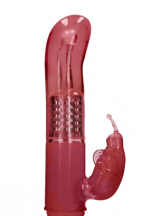 Красный вибратор-кролик Rotating Butterfly - 22,8 см. - Shots Media BV
