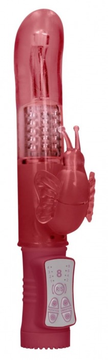Красный вибратор-кролик Rotating Butterfly - 22,8 см. - Shots Media BV