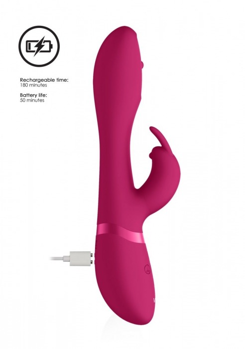 Розовый вибромассажер-кролик Mira - 21,5 см. - Shots Media BV