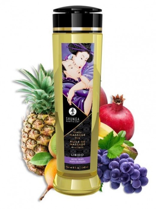 Массажное масло Libido Exotic Fruits с ароматом экзотических фруктов - 240 мл. - Shunga - купить с доставкой в Нижнем Новгороде