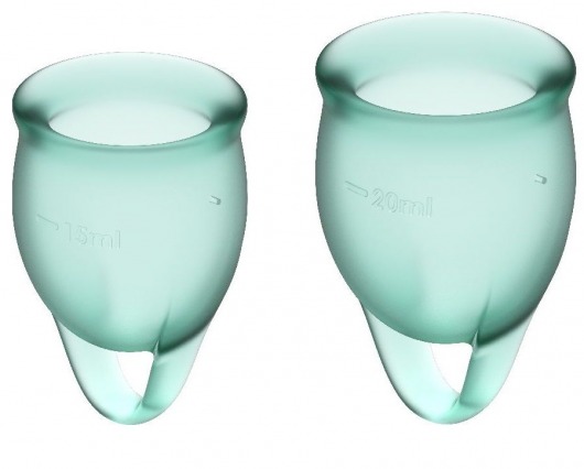 Набор темно-зеленых менструальных чаш Feel confident Menstrual Cup - Satisfyer - купить с доставкой в Нижнем Новгороде