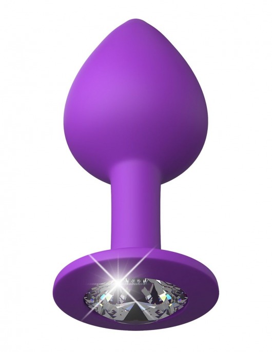 Фиолетовая анальная пробка со стразом Her Little Gem Medium Plug - 8,3 см. - Pipedream - купить с доставкой в Нижнем Новгороде