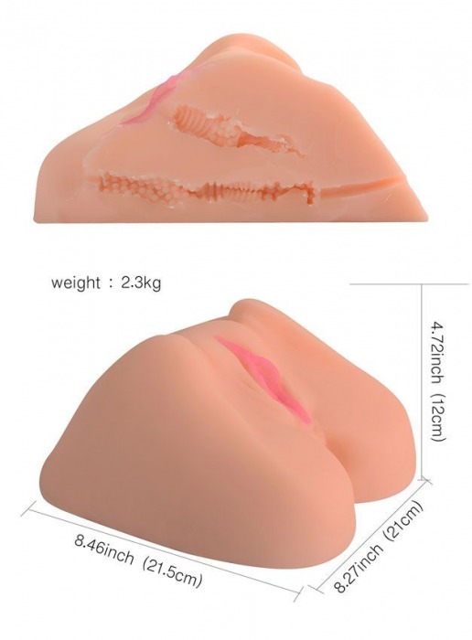 Телесная вагина с розовыми губками и двумя отверстиями - SHEQU - в Нижнем Новгороде купить с доставкой