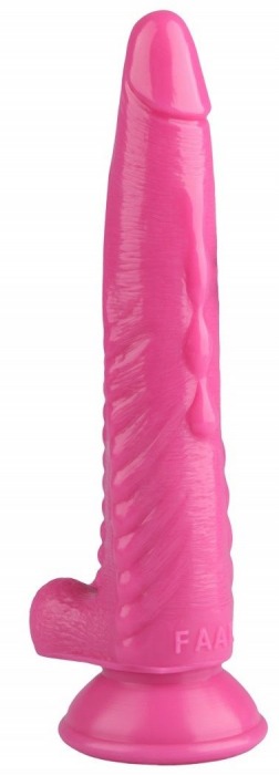 Розовый анальный реалистичный стимулятор на присоске - 25,5 см. - Джага-Джага