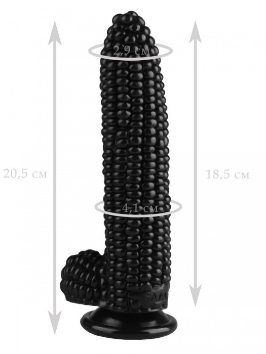 Черный фаллоимитатор-кукуруза на присоске - 20,5 см. - Джага-Джага
