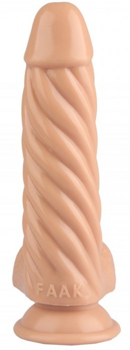 Телесный реалистичный винтообразный фаллоимитатор на присоске - 21 см. - Rubber Tech Ltd