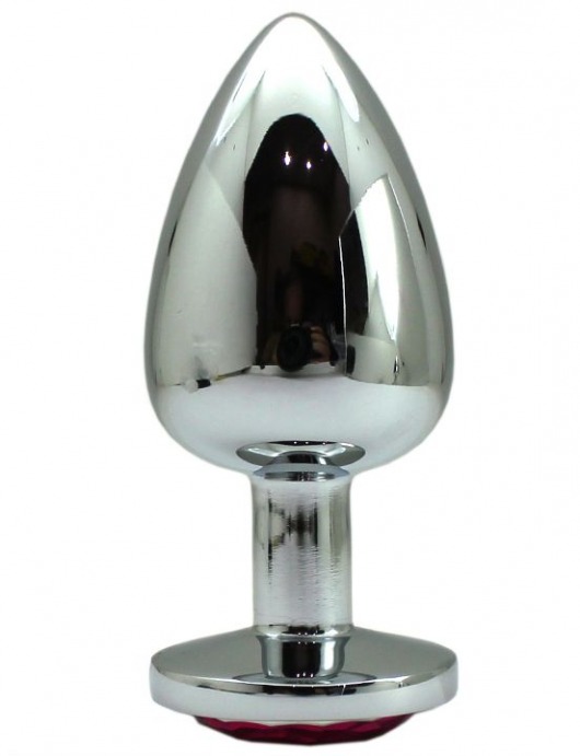 Серебристая анальная пробка с малиновым кристаллом - 9 см. - Eroticon - купить с доставкой в Нижнем Новгороде