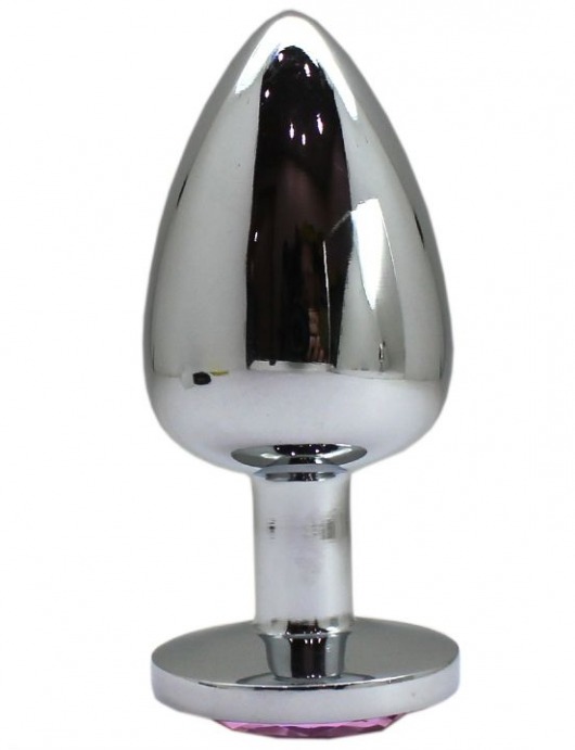 Серебристая анальная пробка с розовым кристаллом - 9 см. - Eroticon - купить с доставкой в Нижнем Новгороде
