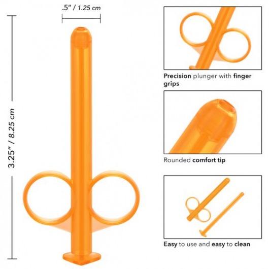 Набор из 2 оранжевых шприцов для введения лубриканта Lube Tube - California Exotic Novelties - купить с доставкой в Нижнем Новгороде