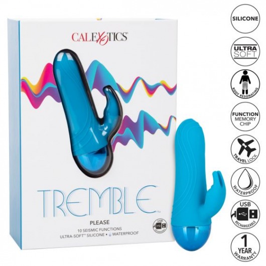 Голубой мини-вибратор Tremble Please - 12 см. - California Exotic Novelties