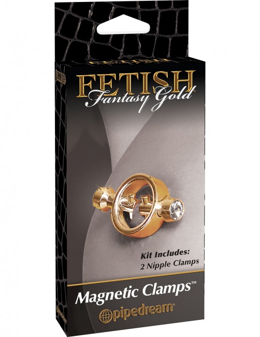 Золотистые зажимы на соски на магните Magnetic Clamps - Pipedream - купить с доставкой в Нижнем Новгороде