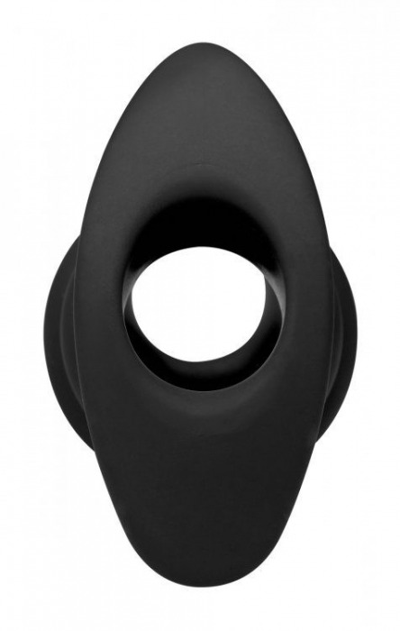 Большая черная анальная пробка Hive Ass Tunnel Silicone Ribbed Hollow Anal Plug Large - 9,65 см. - XR Brands