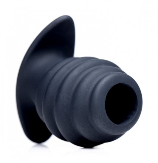 Малая черная анальная пробка Hive Ass Tunnel Silicone Ribbed Hollow Anal Plug Small - 6,86 см. - XR Brands