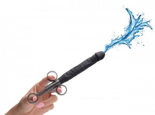 Черный шприц в форме пениса для введения лубриканта Jizz Shooter Silicone Dildo Lube - 19,7 см. - XR Brands - купить с доставкой в Нижнем Новгороде