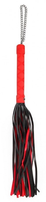 Красно-черная многохвостая плеть-флоггер - 40 см. - Bior toys - купить с доставкой в Нижнем Новгороде