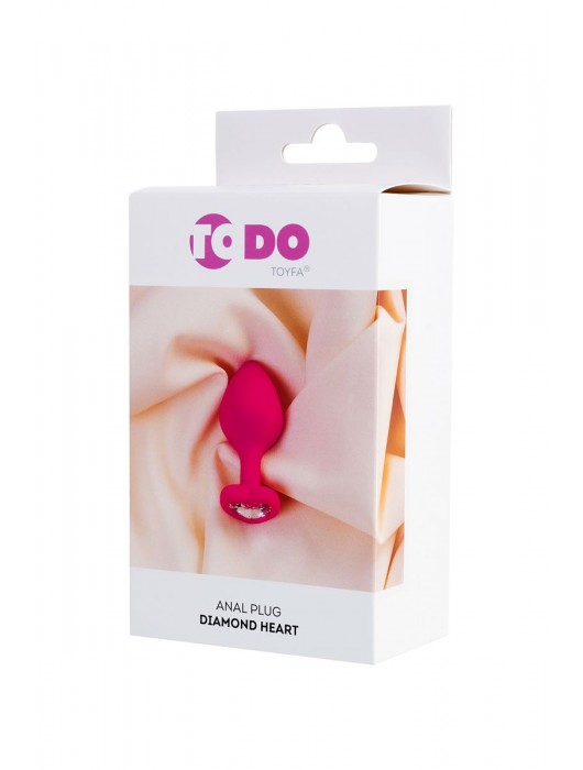 Розовая анальная втулка Diamond Heart с прозрачным кристаллом - 8 см. - ToyFa - купить с доставкой в Нижнем Новгороде