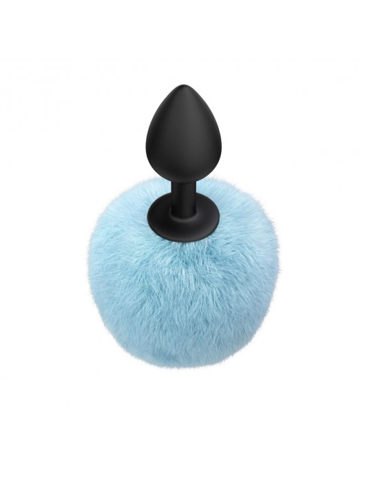 Черная анальная пробка с голубым пушистым хвостиком Fluffy - Lola Games