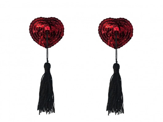 Красные пэстисы-сердечки Gipsy с черными кисточками - Lola Lingerie купить с доставкой