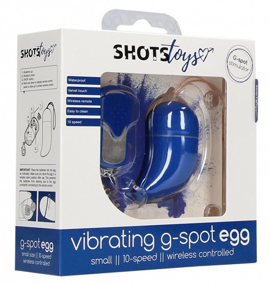 Синее виброяйцо Small Wireless Vibrating G-Spot Egg - Shots Media BV