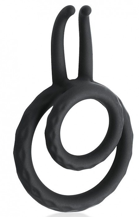 Черное двойное эрекционное кольцо с усиками - Bior toys - в Нижнем Новгороде купить с доставкой