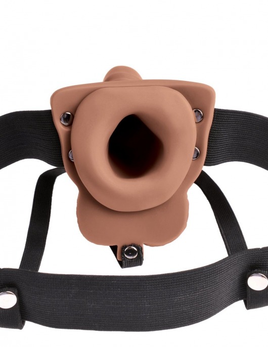 Кофейный перезаряжаемый вибрострапон 6  Hollow Rechargeable Strap-On Remote - 17,5 см. - Pipedream - купить с доставкой в Нижнем Новгороде