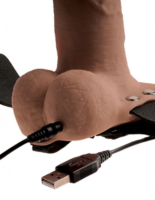 Кофейный перезаряжаемый вибрострапон 6  Hollow Rechargeable Strap-On Remote - 17,5 см. - Pipedream - купить с доставкой в Нижнем Новгороде