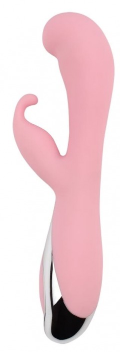Нежно-розовый вибратор со стимулятором клитора Vertigo Bunny Dream - 19 см. - Chisa