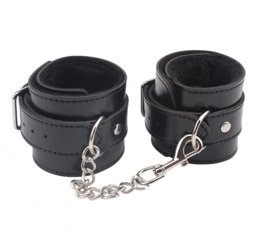 Черные оковы на ноги Obey Me Leather Ankle Cuffs - Chisa - купить с доставкой в Нижнем Новгороде
