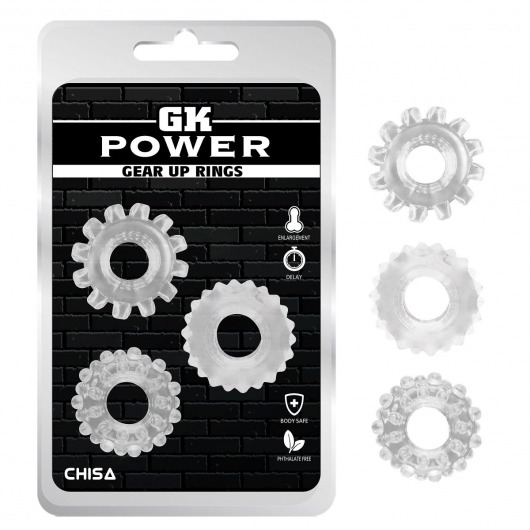 Набор из 3 прозрачных эрекционных колец Gear Up Rings - Chisa - в Нижнем Новгороде купить с доставкой