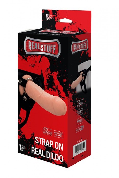 Черные трусики с телесной насадкой STRAP ON REAL DILDO - 21 см. - Dream Toys - купить с доставкой в Нижнем Новгороде