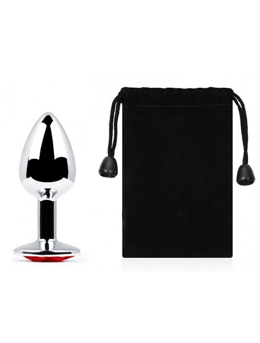 Серебристая анальная пробка с красным стразом - 7,2 см. - Anal Jewelry Plug - купить с доставкой в Нижнем Новгороде