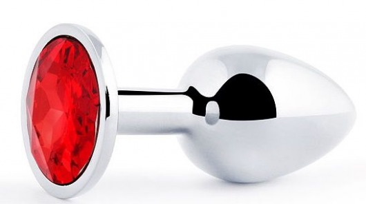 Серебристая анальная пробка с красным стразом - 7,2 см. - Anal Jewelry Plug - купить с доставкой в Нижнем Новгороде