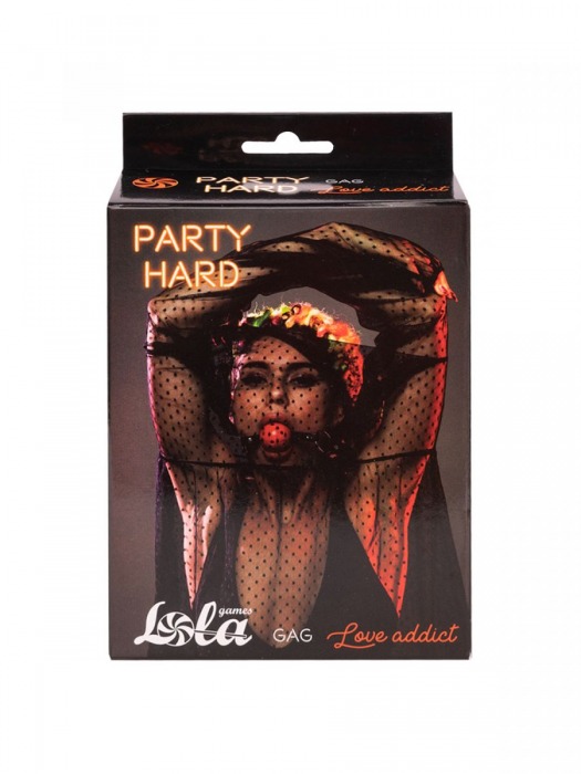 Красный кляп-шар Love Addict на черных ремнях - Lola Games - купить с доставкой в Нижнем Новгороде