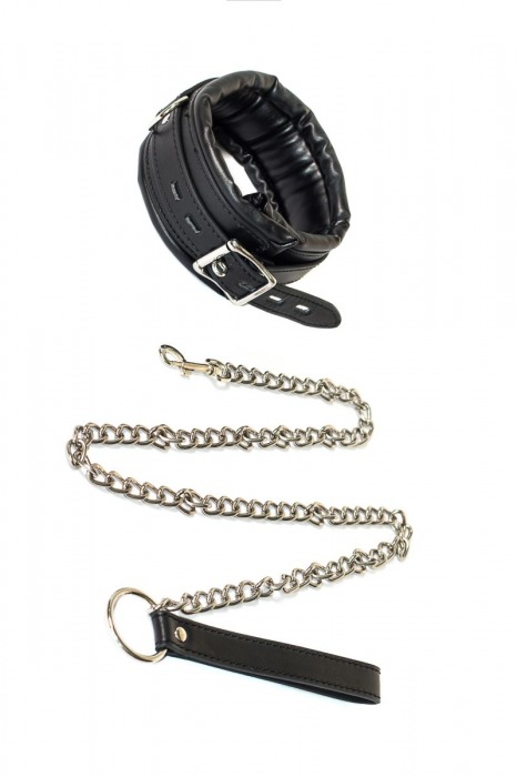Черный ошейник Fetish с поводком - Lola Games - купить с доставкой в Нижнем Новгороде