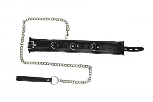 Черный ошейник Fetish с поводком - Lola Games - купить с доставкой в Нижнем Новгороде