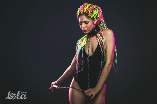 Черный ошейник Fetish с поводком - Lola Games - купить с доставкой в Нижнем Новгороде