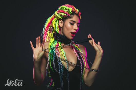 Черный ошейник Fetish с поводком - Lola Games - купить с доставкой в Нижнем Новгороде