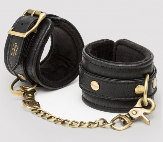 Черные наручники Bound to You Faux Leather Wrist Cuffs - Fifty Shades of Grey - купить с доставкой в Нижнем Новгороде