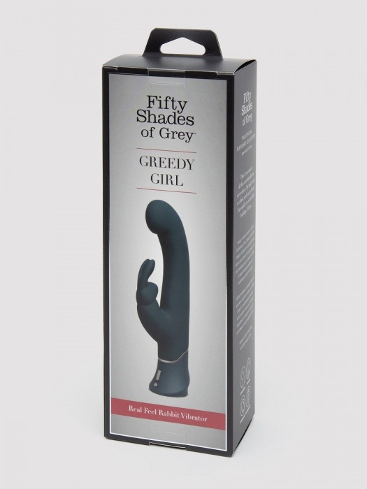 Темно-синий вибратор-кролик Greedy Girl Real-Feel Rabbit Vibrator - 25,4 см. - Fifty Shades of Grey