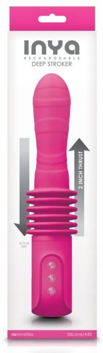 Розовый вибромассажер с функцией поступательных движений Deep Stroker - 24,5 см. - NS Novelties