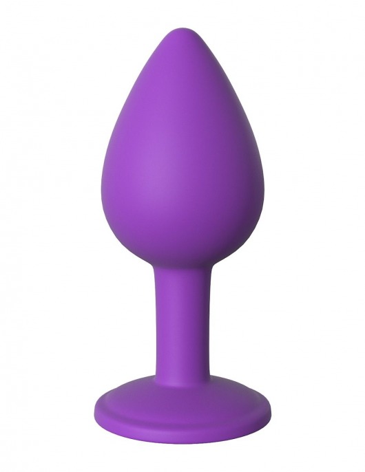 Фиолетовая анальная пробка с прозрачным стразом Her Little Gems Small Plug - 7,4 см. - Pipedream - купить с доставкой в Нижнем Новгороде
