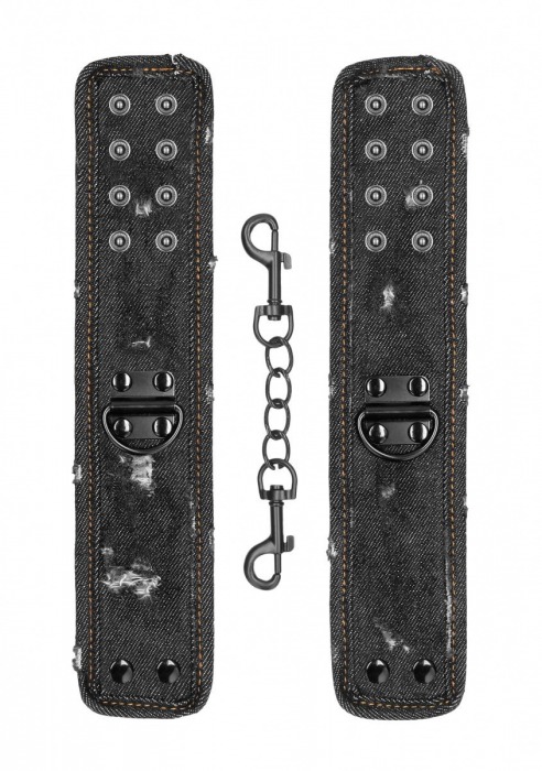 Черные джинсовые наручники Roughend Denim Style - Shots Media BV - купить с доставкой в Нижнем Новгороде