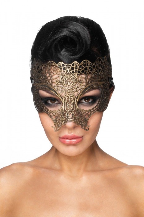 Золотистая карнавальная маска  Мира - Джага-Джага купить с доставкой
