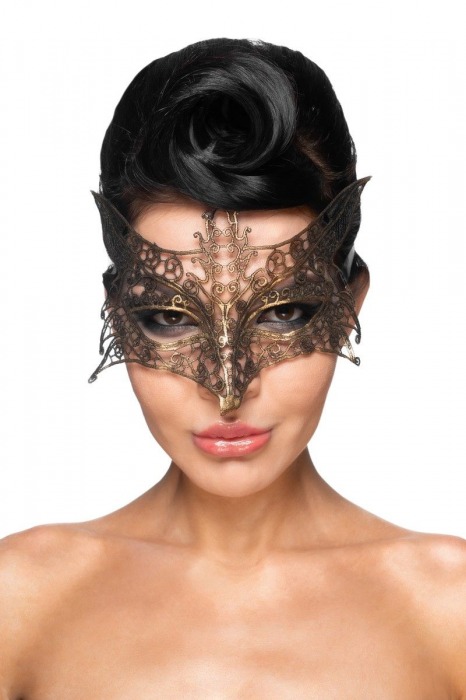 Золотистая карнавальная маска  Шератан - Джага-Джага купить с доставкой