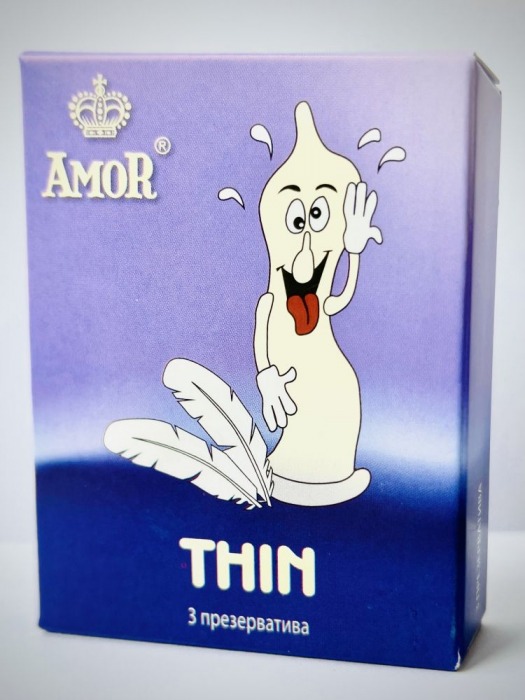 Супертонкие презервативы AMOR Thin  Яркая линия  - 3 шт. - AMOR - купить с доставкой в Нижнем Новгороде