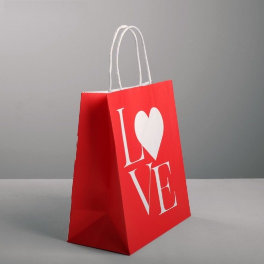 Бумажный пакет LOVE - 22 х 25 см. - Сима-Ленд - купить с доставкой в Нижнем Новгороде